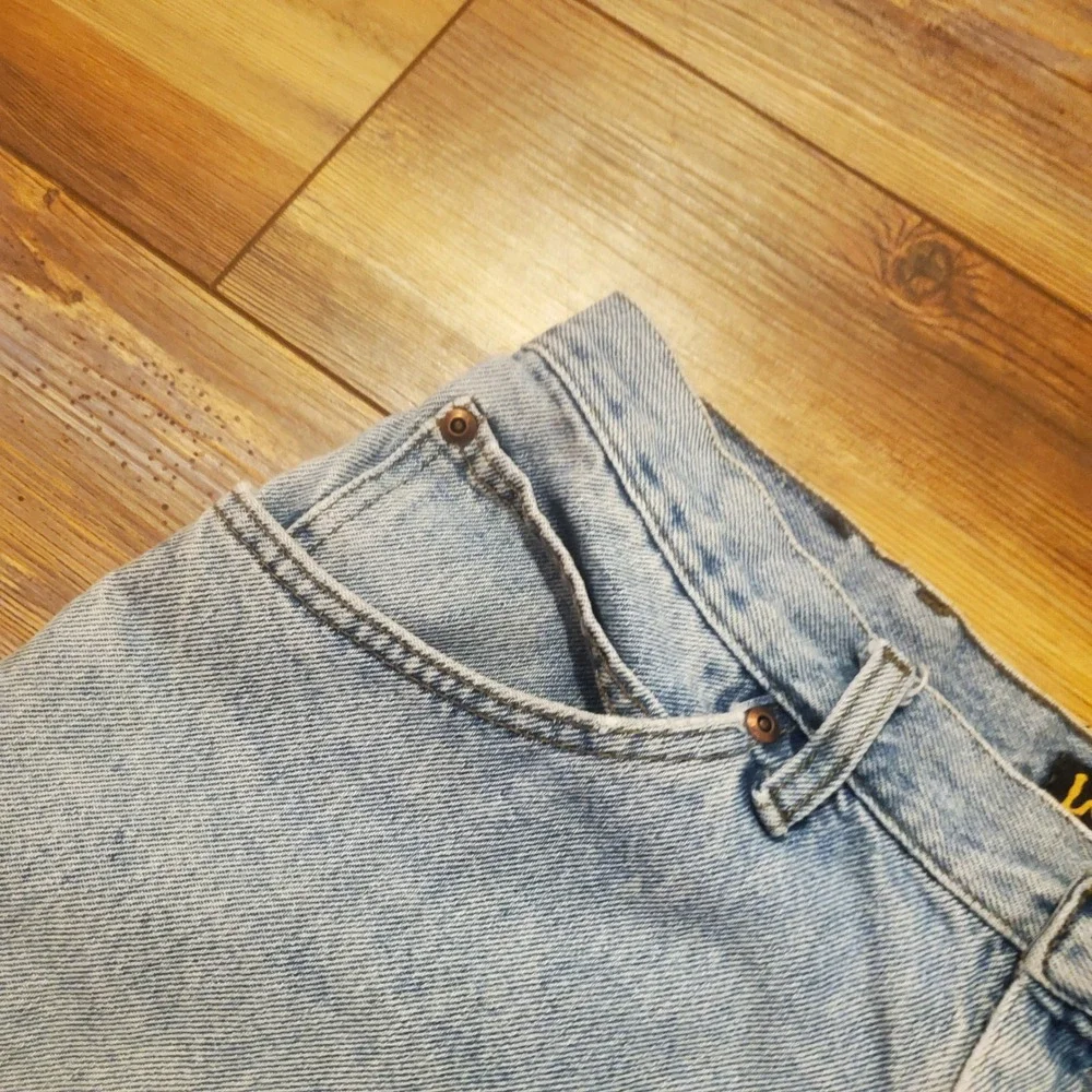 Vintage Y2K Lee Mens Baggy Loose Denim DISTRESSED Jean Shorts Size 34 Jorts
